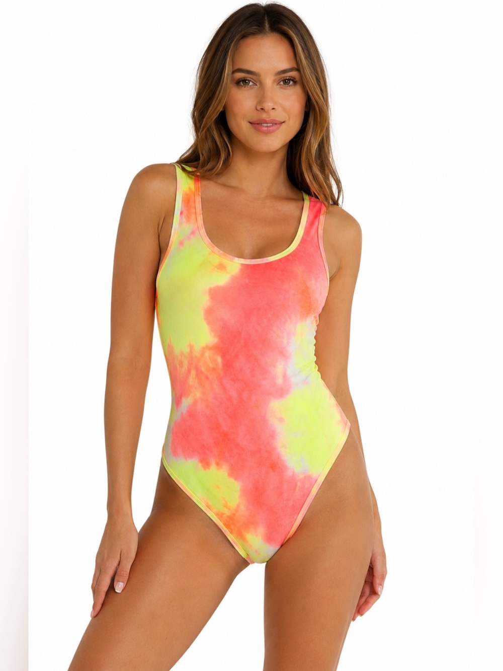 Zenana Outfitters Yellow & Pink Tie-Dye Bodysuit